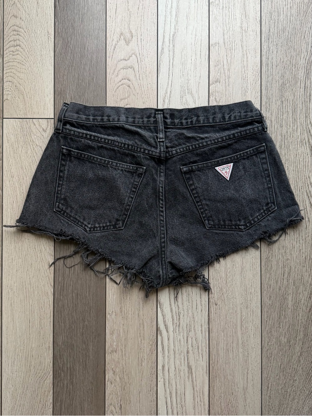Guess Vintage 1990’s Denim High-Rise Distressed Black Denim Shorts size 2
